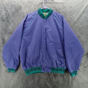 Vintage 80s 90s Wrangler Brushpopper Purple Aztec Bomber Jacket Mens Size XL
